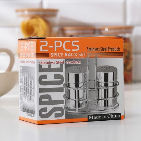 Set for spices made of stainless steel S&P, 70 ml, 2 pcs: Solonka and Listen-2