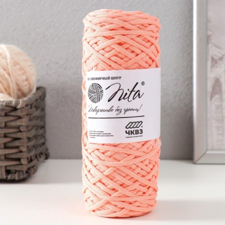 Knitting cord 100% polyester, width 3 mm 100m (pink)-4