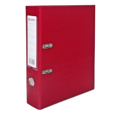 A4, 75 mm registrar, calligrata, PVC, embossing "Len", metal edging, pocket for a spine, collected, burgundy, mix-8