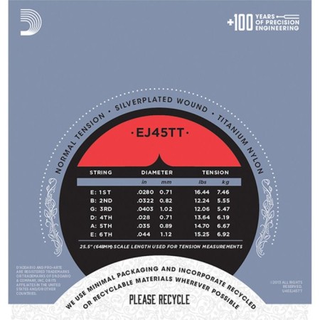 Strings for the classic guitar D’ADDARIO EJ45TT PRARTE DYNACORE-2