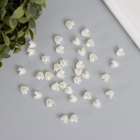 Beads for creativity plastic "Pearl Bell" set 40 pcs 1x0.9x0.9 cm-2