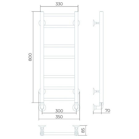 Water heated towel rail "Image" P7, 300x800 mm, 248 W, lower connection-2