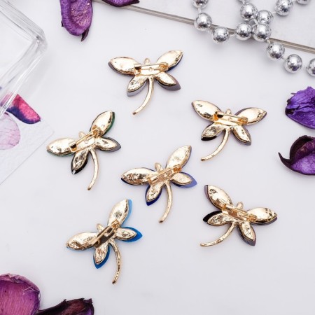 Brooch "Dragonfly", color mix in gold (indivisible packing 12 pcs., Price per pcs.)-1