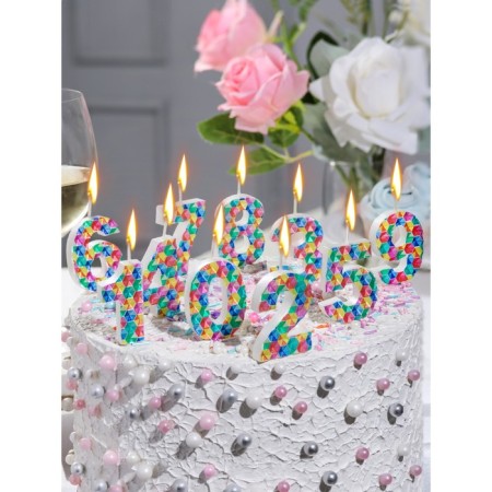 Candle in the cake on the skewer "Kaleidoscope", the number 4, 7 cm-4