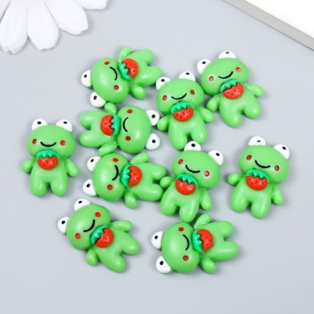 Decor for creativity plastic "Frog with strawberry" set 10 pcs 2.5x2 cm-2