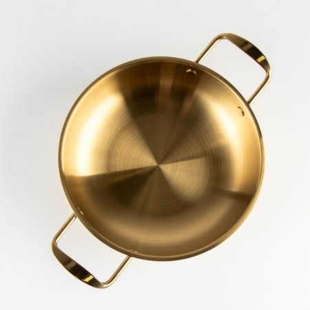 Stear, d = 22 cm, h = 6.5, thickness 1 mm, 201 steel, gold color-1