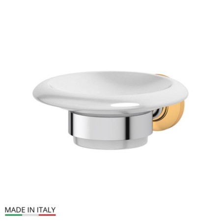 Holder with a soap dish, porcelain; chrome, gold, 3sc