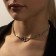 The necklace "Jewel" is large, white color in silver, 34 cm