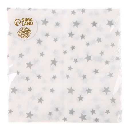 Paper “Stars” napkins, 33x33 cm, set 20 pcs., Silver color-3