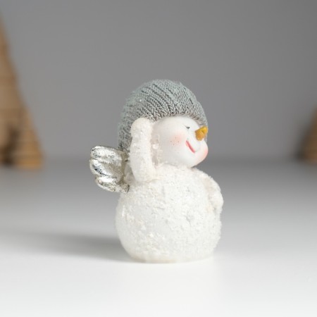 Polystone souvenir "Snowman with silver wings, in a knitted cap" 6x4x7.5 cm-2