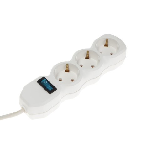 Extension cord Luazon Lighting Eco, 3 sockets, 6 m, 10 A, 3500 W, PVS 3x1 mm2, s/c, with off-1