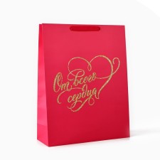 Laminated vertical packet “From the whole heart”, glitter, l, 31 × 40 × 11.5 cm