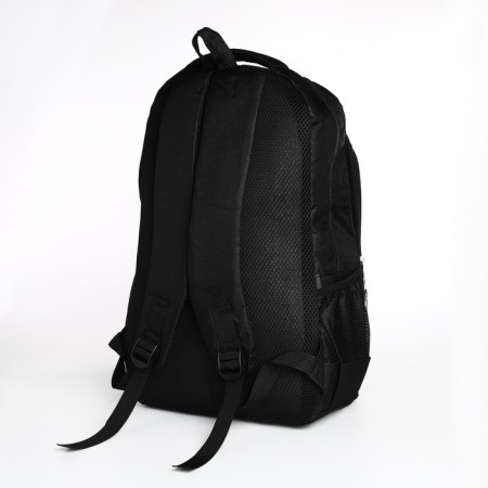 Youth backpack from textiles, 2 departments, 4 pockets, black color-3