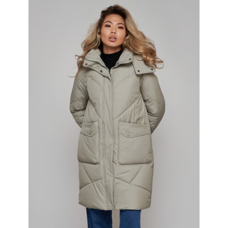 Coat insulated winter female, size 44, color light green-10