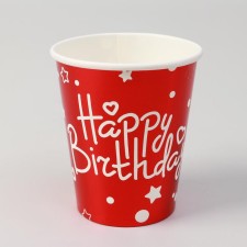 Paper glasses “Happy birthday”, set, 6 pcs., Red color