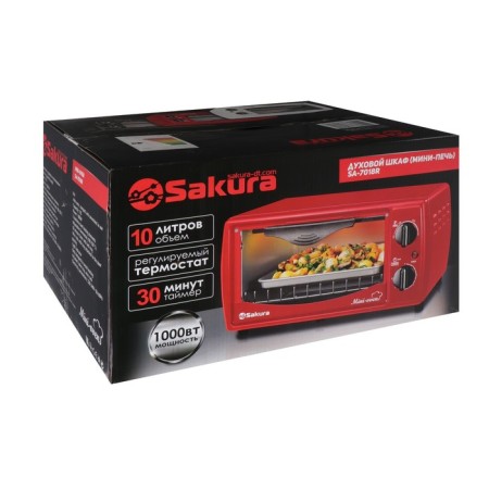 Mini-fucked Sakura SA-7018R, 1000 watts, 10 l, 100-250 ° C, timer, red-4