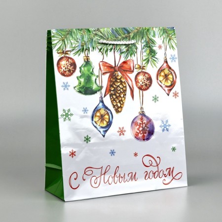 New Year's Gift Laminated Package Happy New Year, Christmas tree toys, ML 21 x 25 x 8 cm