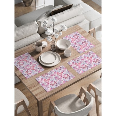 A set of napkins for setting the table "Bright butterflies", rectangular, rounded edges, size 30x46 cm, 4 pcs