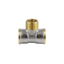 Тройник Aquasfera 9009-01, 1/2", внутренняя/наружная/внутренняя, никелированная латунь