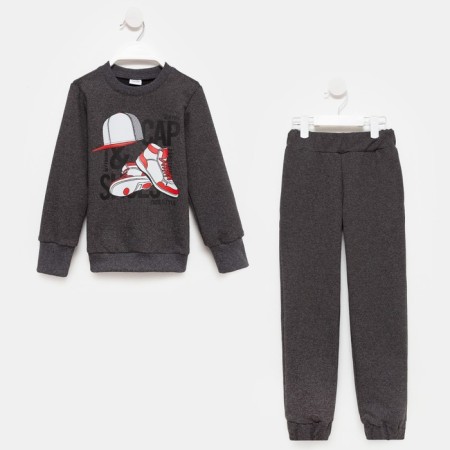 Kit for children (sweatshirt, trousers) minku: casual collection color Anthracite, height 128-5