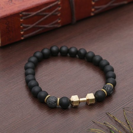 Bracelet Unisex "Success style" dumbbell, black color in gold, d = 7 cm