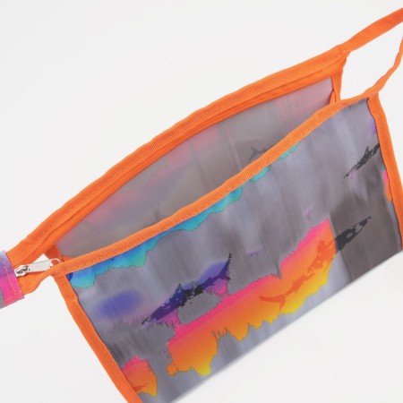 Lightning cosmetic bag, orange/gray color-2