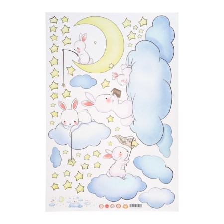 Interior plastic sticker "Bunnies on the clouds" 60x90 cm-1