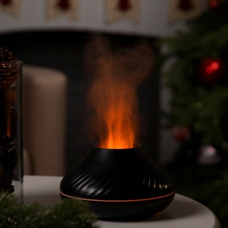 Air humidifier Luazon HM-10, flame effect, 130 ml, 4.5 watts, USB, black