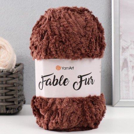 Yarn "Fable Fur" 100% micropoliester 100m/100g (986 brown)-4