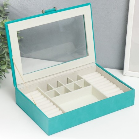 Casket leatherette for jewelry "Hamptons" Blue 5.5x27x18 cm-1
