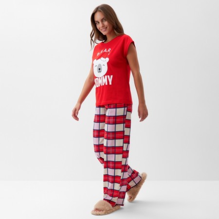 PAZHAMA New Year's Women's KAFTAN "Bear", red color, size 48-50-5