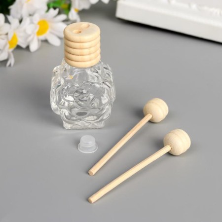 Diffusor Glass with sticks for aromatic essence "Rose" 8 ml 5.5x3.3x2.2 cm-1