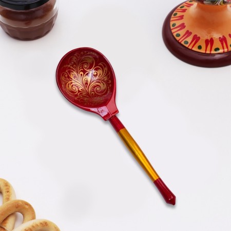 Spoon Polubasskaya "Khokhloma. Kudrina", red, highest category