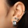 Set of earrings and cafs 4 pcs "Tenderness" composition, color silver