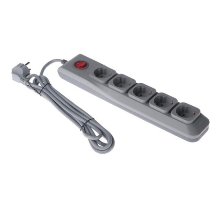 Unieel Lux network filter, 5 outlets, 3 m, 10 A, 2500 W, PVS 3x0.75, with salary, with off., Gray