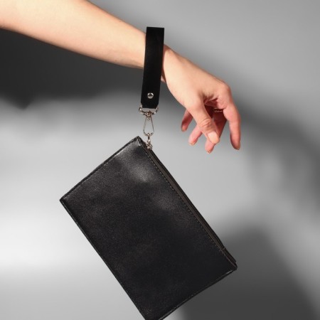 Pen for a bag made of genuine leather, with carbines, 30 ± 2 cm × 2.5 cm, black/silver color-6