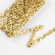 Decorative braid with sequins, 15 mm, 9.1 ± 0.5 m, gold color