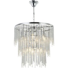 Люстра подвесная хрустальная Grandex 12xE14 40Вт, размер 60x60x79-150 см, цвет хром