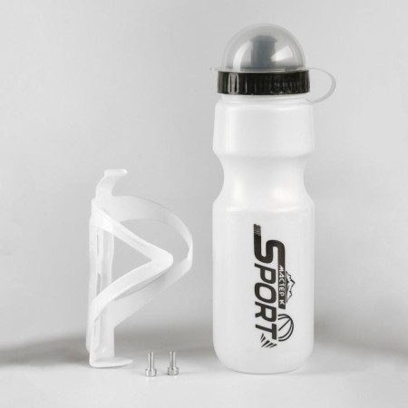 Bicycle bottle, 750 ml, "Master K.", with fastening, white-2