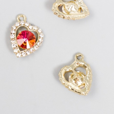 Decor for creativity metal, rhinestones "Passionate heart" gold 2x1.5 cm-1