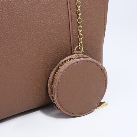 Bag Female Tout with zipper, beige color-3