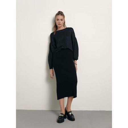 Female jumper made of flickering yarn Conte Elegant, size XS, Black color-3