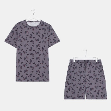 Pajama men's kaftan "game" size 48, gray-3