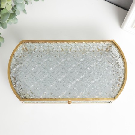 Casket glass with a metal frame "Pattern" gold 5.5x13.5x24.5 cm-2