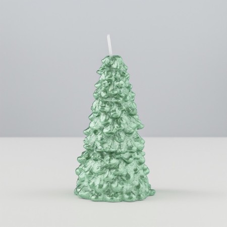 New Year's candle "Christmas tree" 10x5cm, green metallic-1