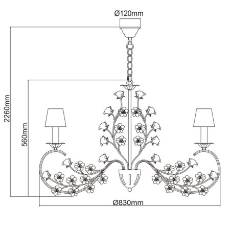 Sicily chandelier, size 83x226x83 cm, 320W 8xe14 IP 20-6