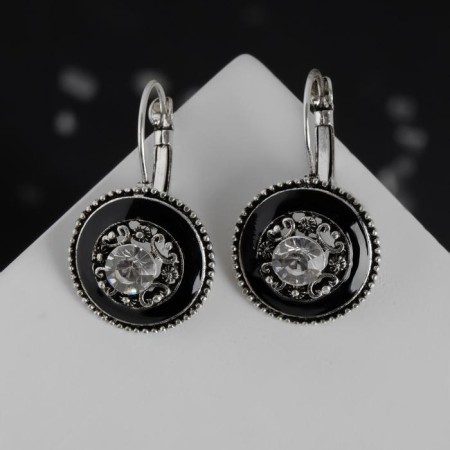 Emall earrings "Circle" Eternity, black color in silver