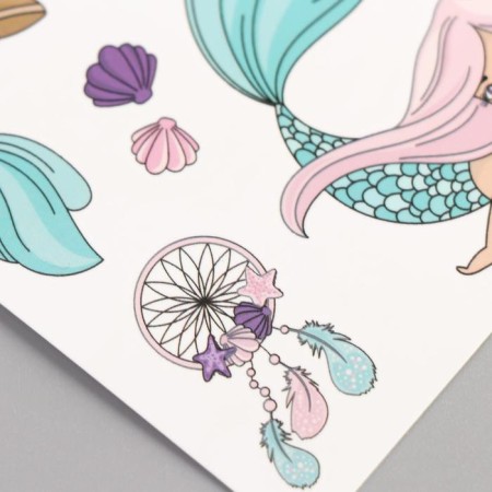 Tattoo on the body color "Mermaids and underwater world" 12x7.5 cm-1