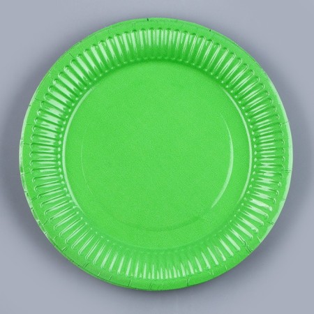 A set of paper utensils: 6 plates, 6 glasses, green color-3