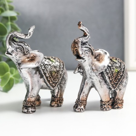 Souvenir Polystone "Elephants in Triangular Propons" set 2 pcs 8x3x7.5 cm-6
